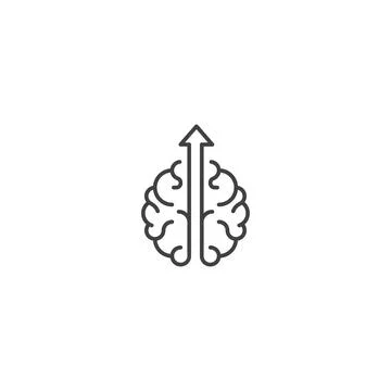 Brain grow arrow up. Vector outline icon template Illustrazione stock