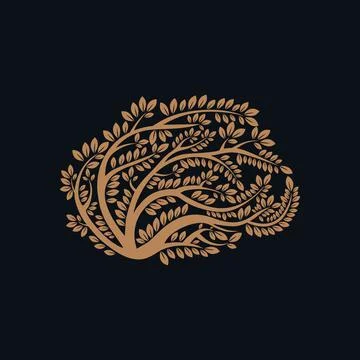 Brain Grow Tree Logo Design Vector Stock Illustration