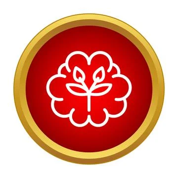 Brain with growing plant icon representing mental health Stock Illustration