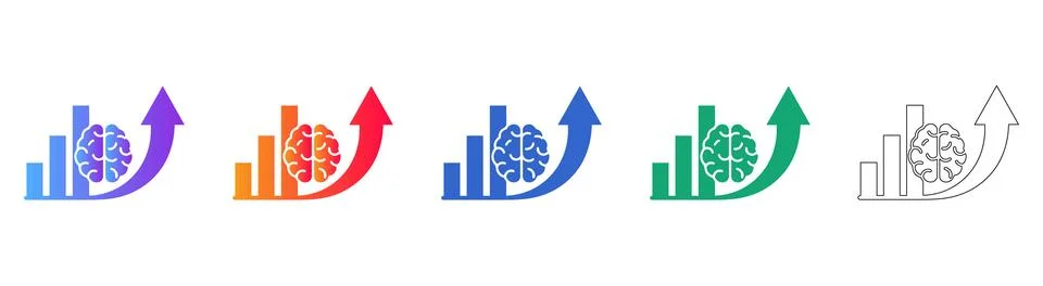 Brain Growth Analytics Icon Set イラスト素材