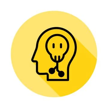 Brain, hacking icon long shadow Stock Illustration