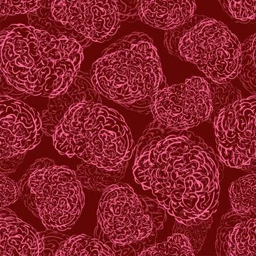 Brain hand drawing pattern seamless. Brains Engraving background Stock Illustration