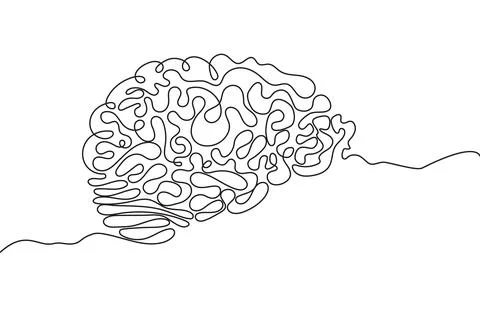 Brain Hand drawn icon continuous line drawing. Human organs Stock Illustration