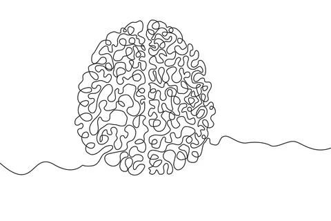 Brain Hand drawn icon continuous line drawing. Human organs Stock Illustration