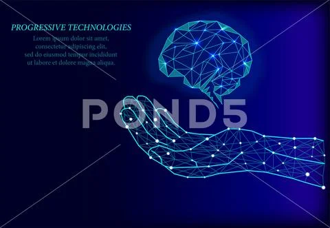 The brain on the hand of man. The study of the human brain. 3D Science ...