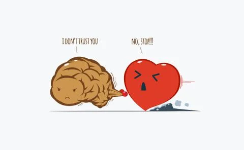 The Brain is having trust issues with the heart. Stock Illustration