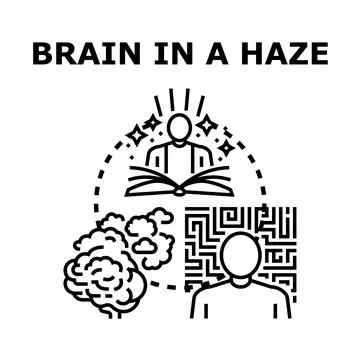 Brain in a haze thinking and learning process イラスト素材