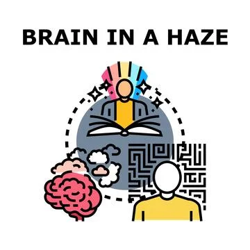 Brain in a haze thinking and learning process Stock Illustration