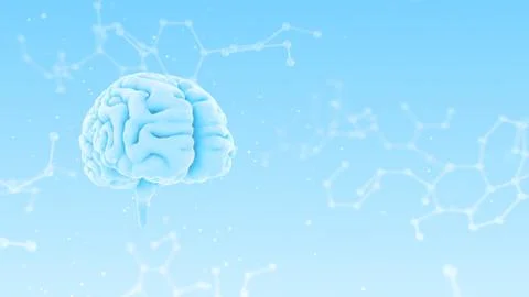Brain head human mental idea mind 3D illustration background 3 Molecular A2b Stock Illustration