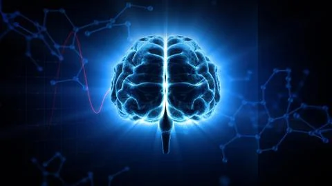 Brain head human mental idea mind 3D illustration background 3 Molecular C1g イラスト素材