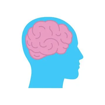 Brain in head icon design in flat style. Vector illustration. Stock Illustration