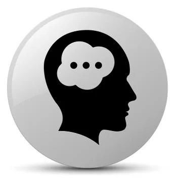 Brain head icon white round button Stockillustratie