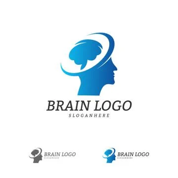 Brain Head Logo Vector Template. Man head. People symbols. Mind Logo Concepts Stock Illustration