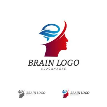 Brain Head Logo Vector Template. Man head. People symbols. Mind Logo Concepts Stock Illustration