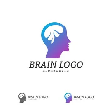 Brain Head Logo Vector Template. Man head. People symbols. Mind Logo Concepts Stock Illustration