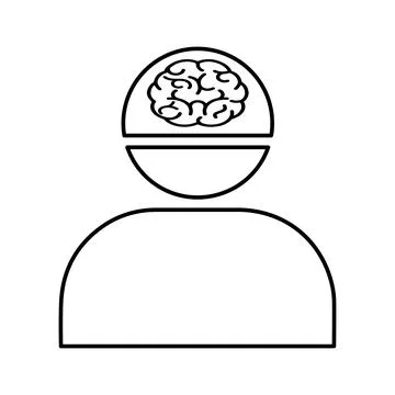 Brain, head, thinking icon. Outline vector art. Stock Illustration