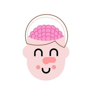 Brain in head. Thinking process. Vector illustration Stock Illustration