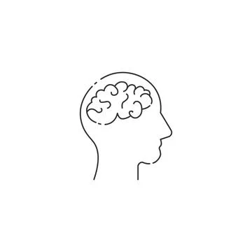 Brain head vector line icon editable stroke. Problem solving concept. Brain line Illustrazione stock
