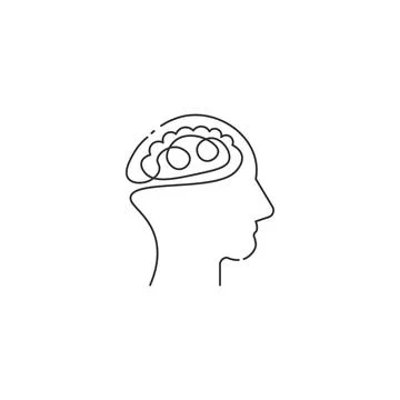 Brain head vector line icon editable stroke. Problem solving concept. Brain line Stock Illustration