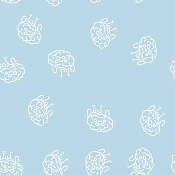 Brain health line seamless pattern Stock Illustration