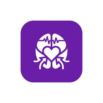 Brain heart connection icon for cognitive and emotional health. Stock Illustration