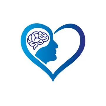 Brain Heart Logo Design Mental Health Wellness Symbol Ilustración de archivo