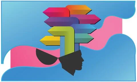 Brain help with lots of solutions on paper cut background Stockillustratie