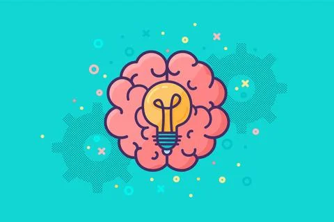 Brain Hemispheres Electric Lamp Concept Stock Illustration