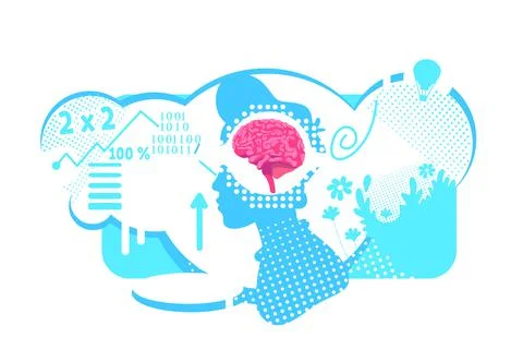 Brain hemispheres functions flat concept vector illustration Illustrazione stock