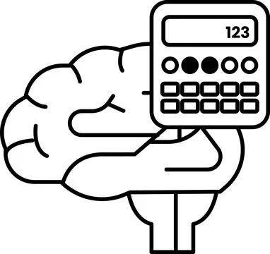 Brain is holding a calculator Stock Illustration