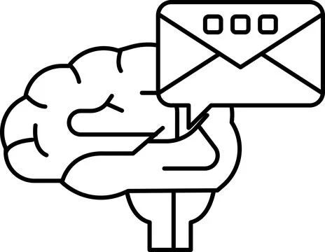 A brain holding an envelope with a message inside Stock-Illustration