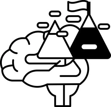 A brain holding a flag with a triangle on it Illustrazione stock