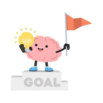 Brain Holding Light Bulb And Flag Showing Idea Success Illustrazione stock