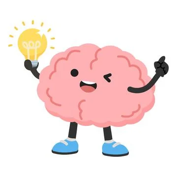 Brain Holding Light Bulb Showing Smart Idea Illustrazione stock