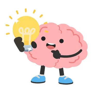 Brain Holding Lightbulb Showing Smart Idea And Thinking Illustrazione stock