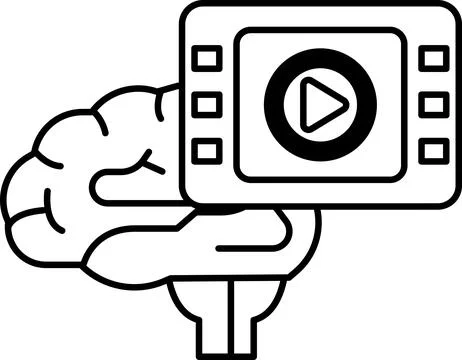 A brain is holding a remote control with a video player on it Stock Illustration