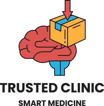 Brain holds box, arrow points downward Stock Illustration