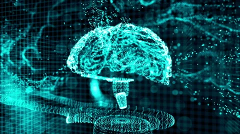 Brain hologram blue Video stock 64218965