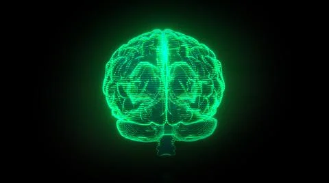 Brain hologram visualization on dark background 3d rendered Stock Illustration