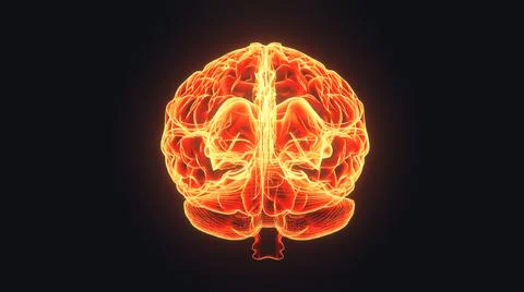 Brain hologram visualization on dark background 3d rendered Stock Illustration