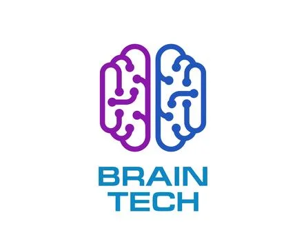 Brain hub tech icon featuring human brain 스톡 일러스트