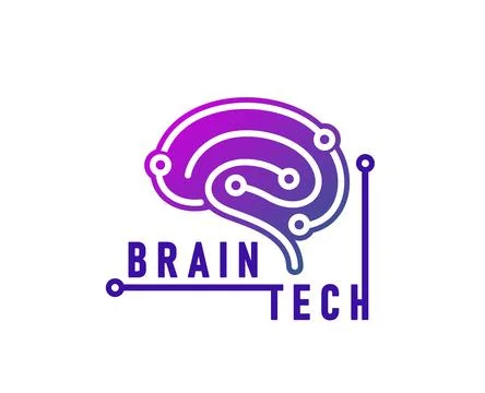 Brain hub tech icon or startup symbol Stock Illustration