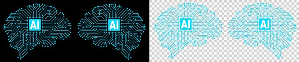  Brain human with artificial intelligence symbol.  Stock Illustration