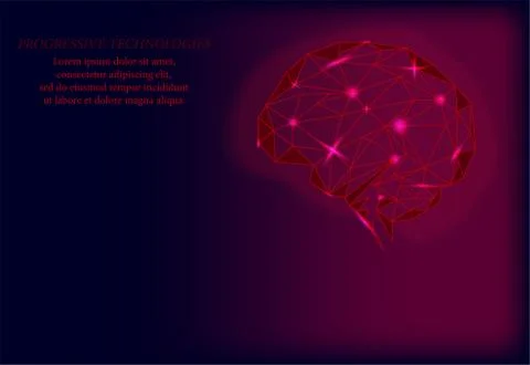 Brain. Human brain research. 3D Science and Technology concept. Neural networ Illustrazione stock