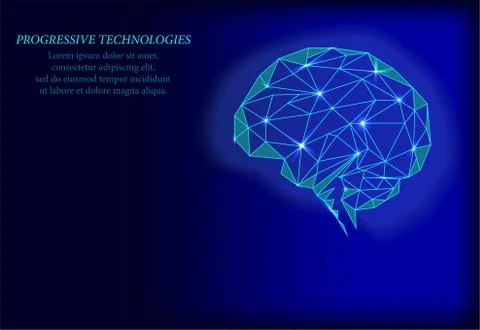 Brain. Human brain research. 3D Science and Technology concept. Neural networ Stock Illustration