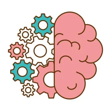 Brain human with gears Stock Illustration
