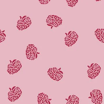 Brain human glyph vector seamless pattern Stock Illustration