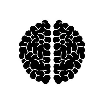 Brain human hemispheres think knowledge silhouette Stock Illustration