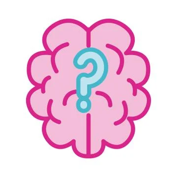 Brain human with interrogation symbol line and fill style icon Stock Illustration