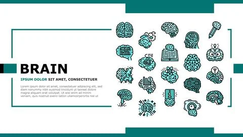 Brain human mind head idea landing header vector Stock Illustration